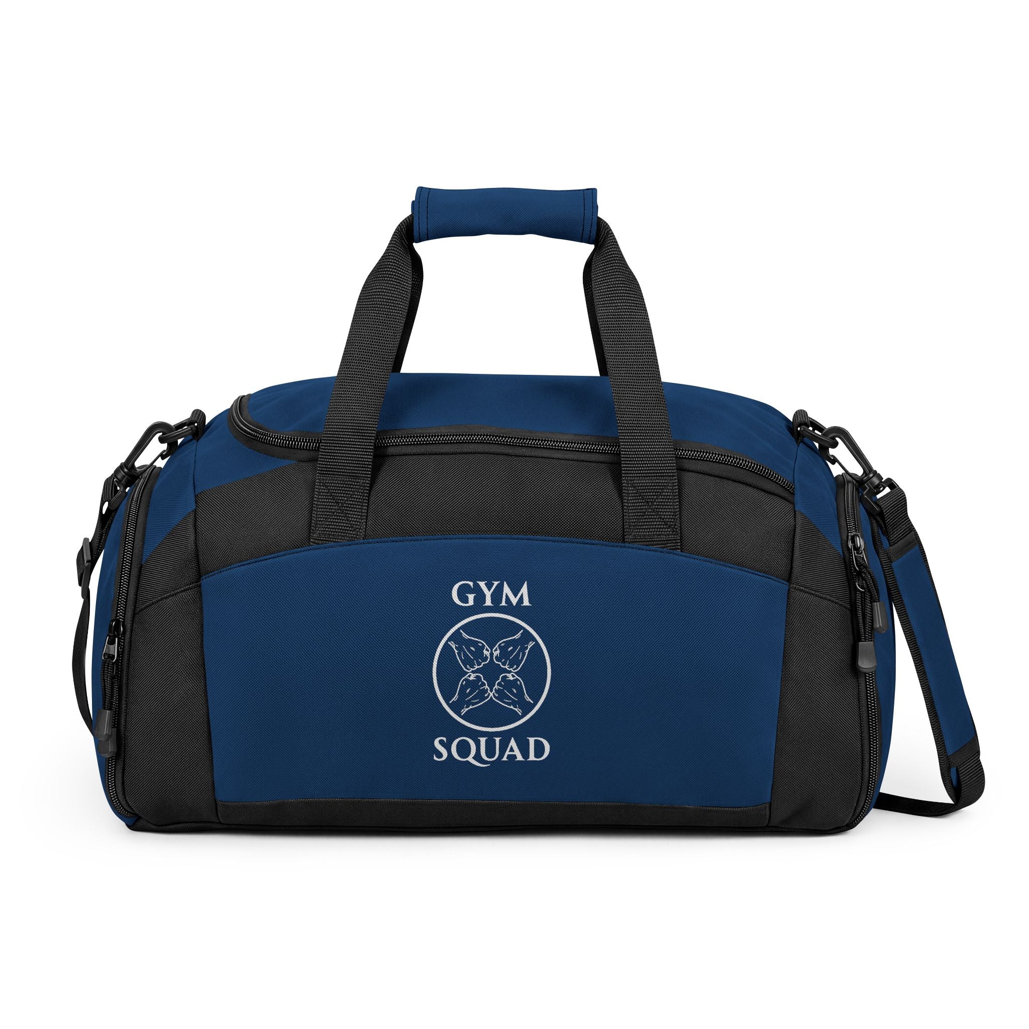 Gym Bag — 'Gym Squad' Embroidered Duffle for Fitness Enthusiasts (Personalize with Name/Number)
