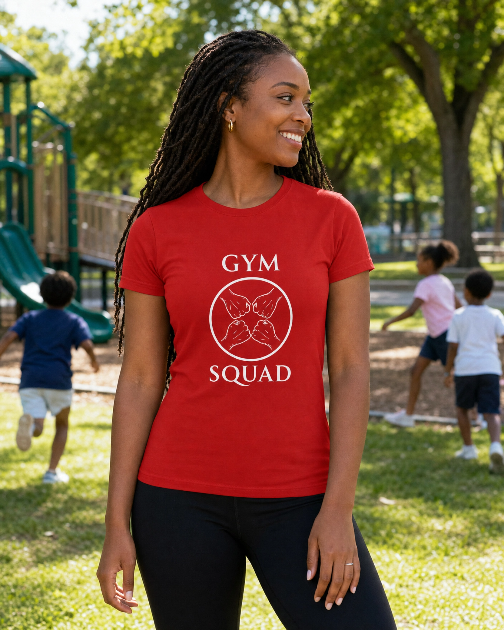 Gym Squad Women’s Cooling Performance Tee.  Fit Together logo included on back.