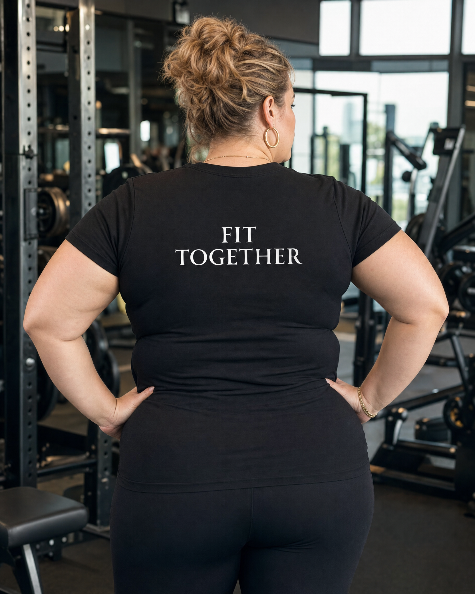 Gym Squad Women’s Cooling Performance Tee.  Fit Together logo included on back.
